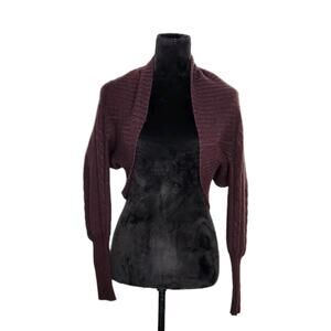 Milly Of New York Brown Cashmere Cable Nit Cropped Cardigan Bolero Size Small